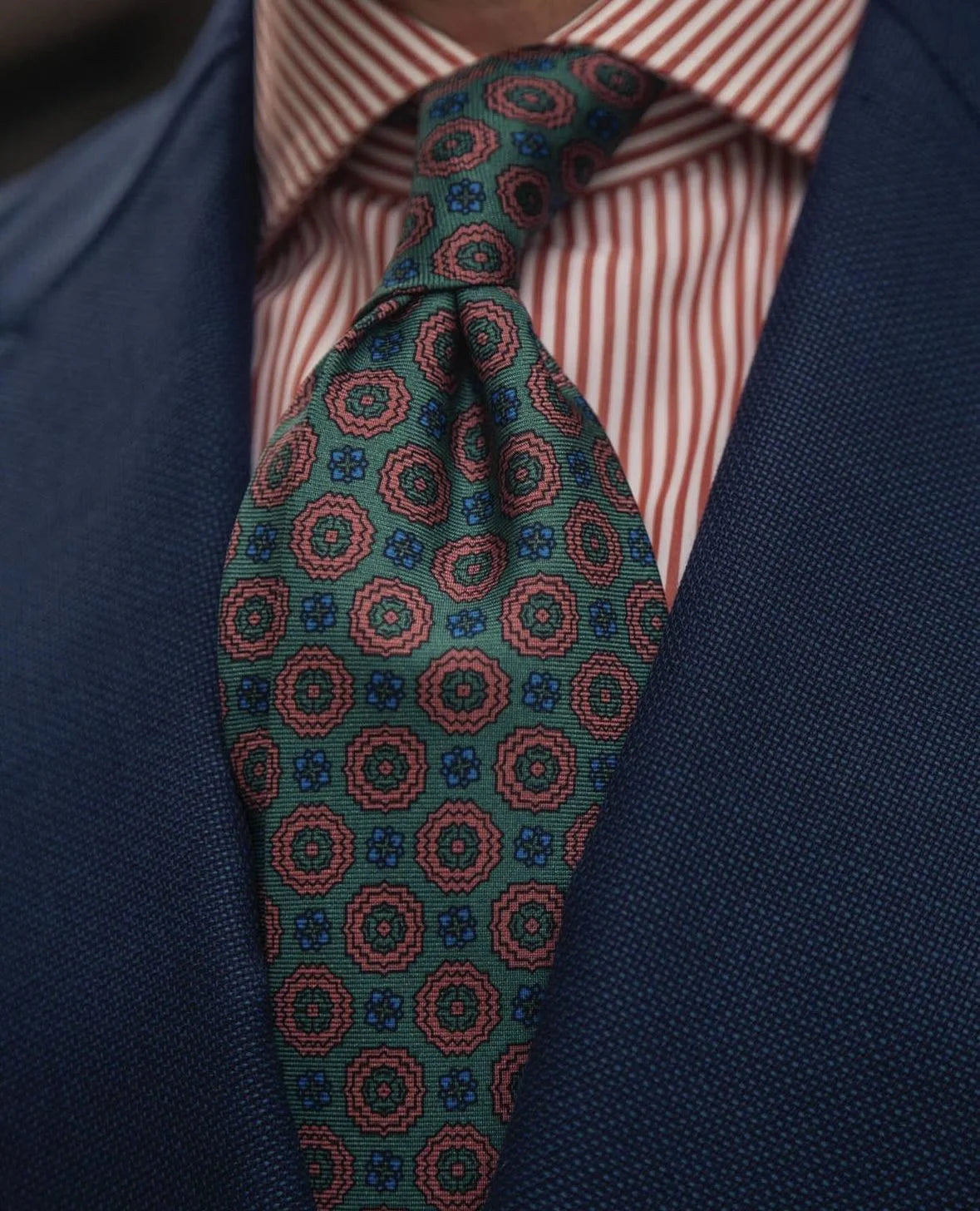 Viola Milano - Artisan Floral Selftipped Italian Silk Tie - Verde Viola Milano