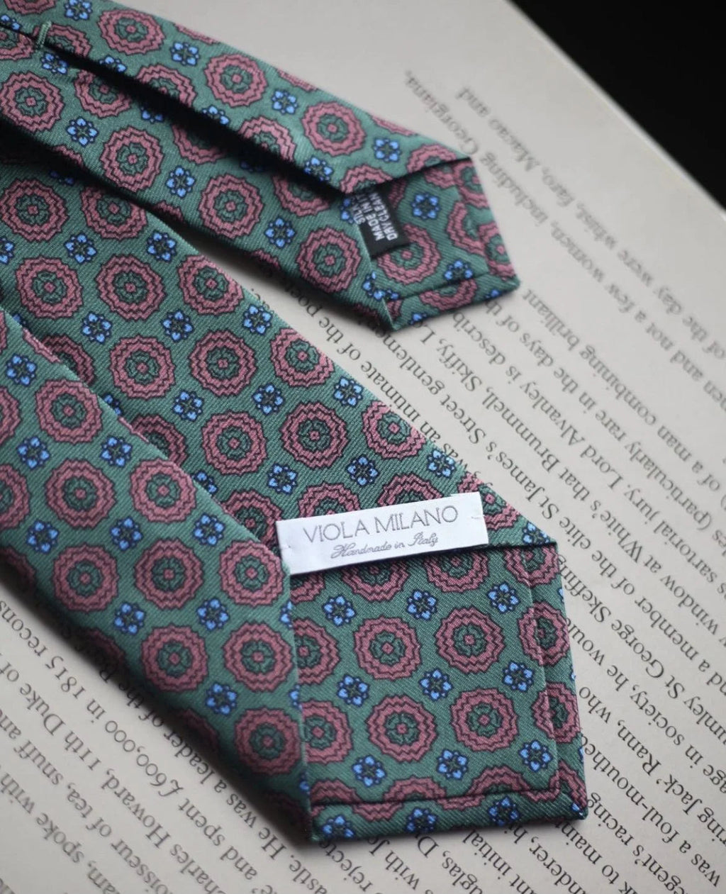 Viola Milano - Artisan Floral Selftipped Italian Silk Tie - Verde Viola Milano
