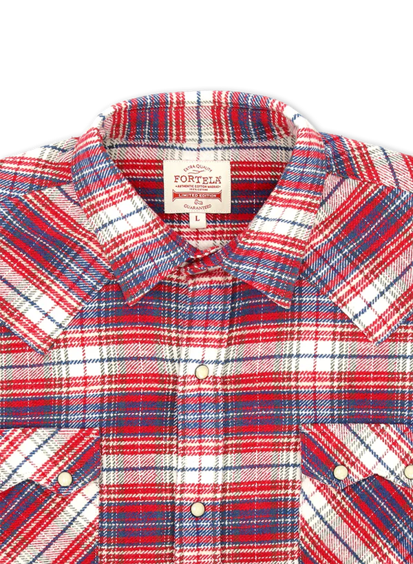 Fortela - JOSH Shirt Check 3 - Blue/ Red Fortela