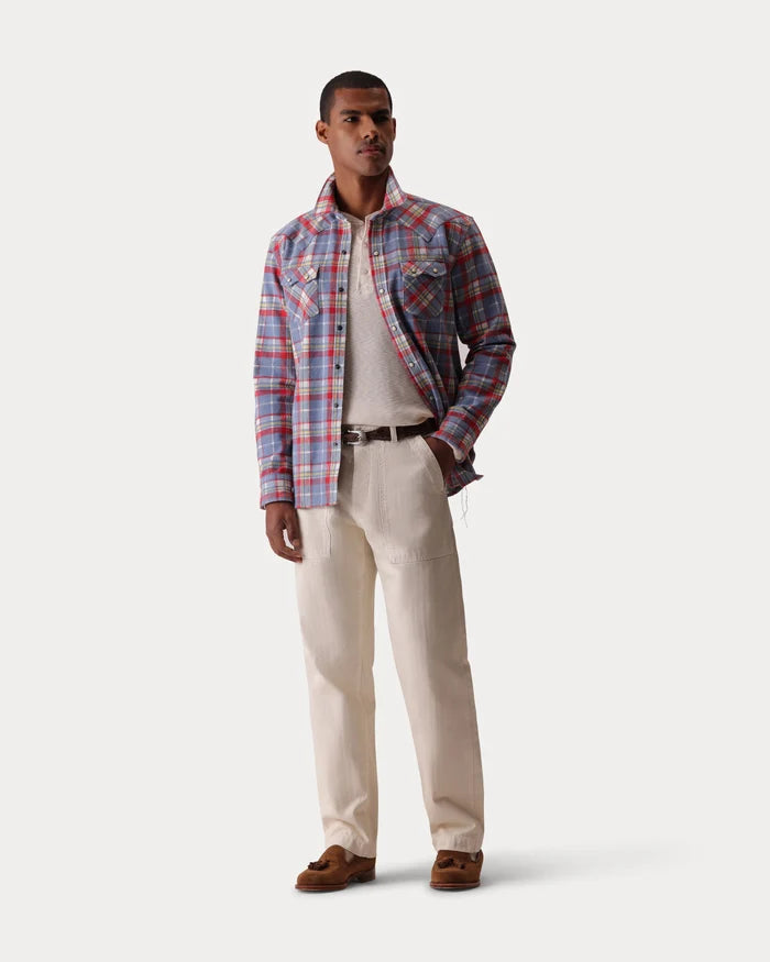 Fortela - Josh Camicia check cotton shirt - Red/Grey Fortela
