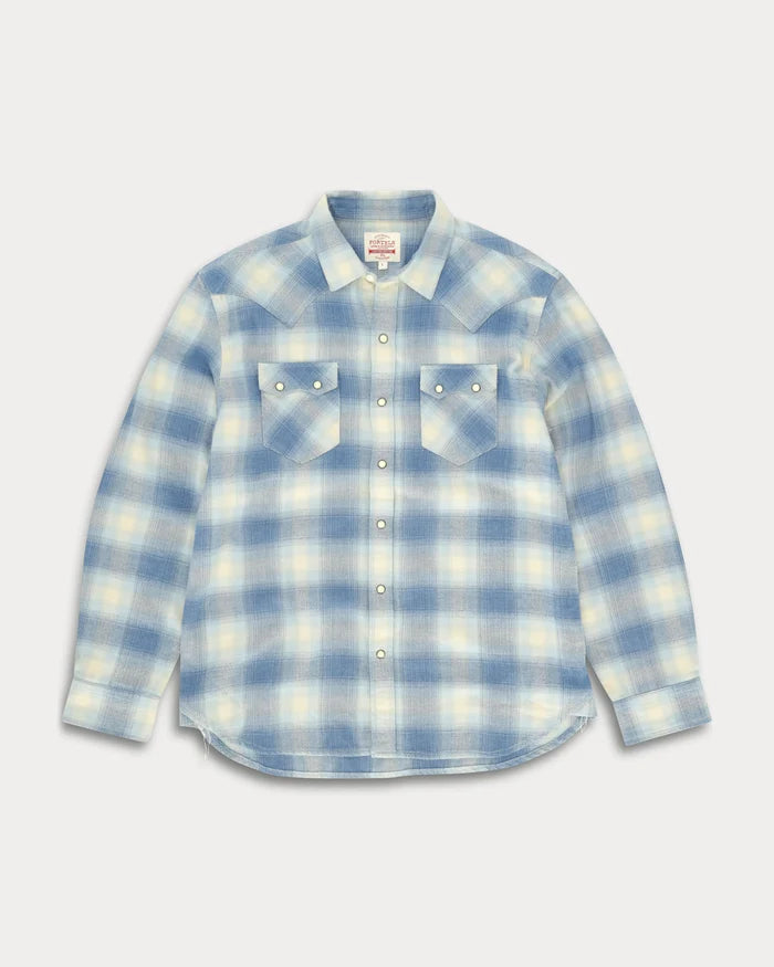Fortela - Josh Camicia in Cotton Plaid Western Shirt - Light Blue Fortela