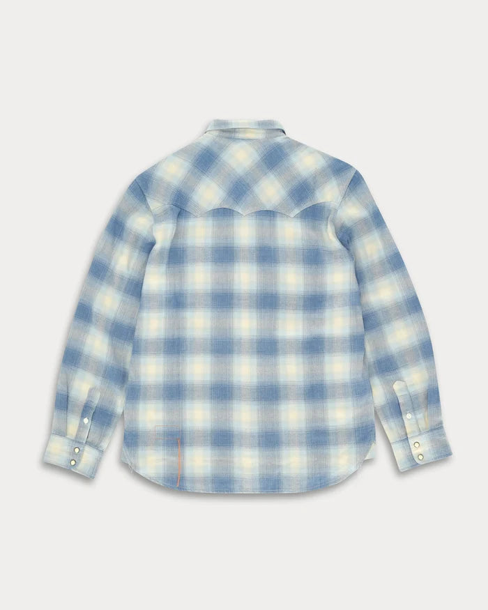 Fortela - Josh Camicia in Cotton Plaid Western Shirt - Light Blue Fortela
