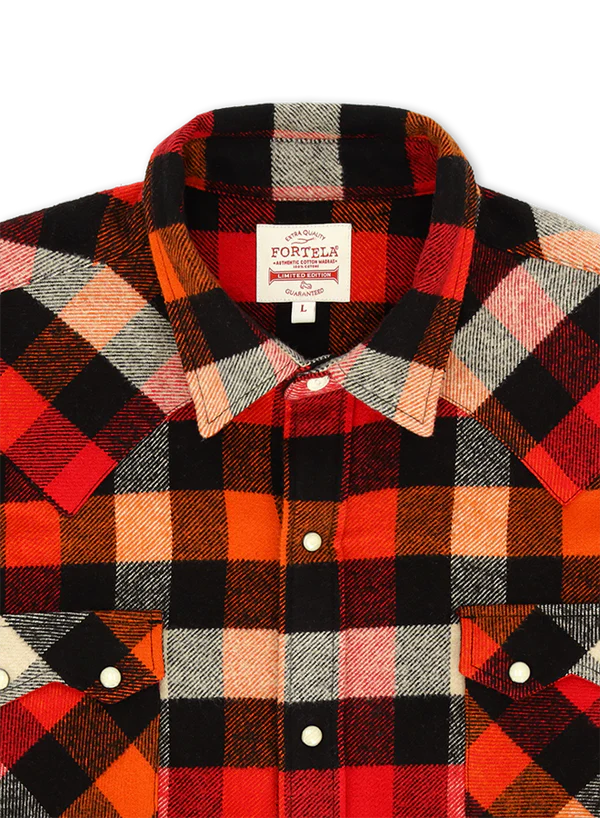 Fortela - JOSH Shirt Check 1 - Black Orange Fortela