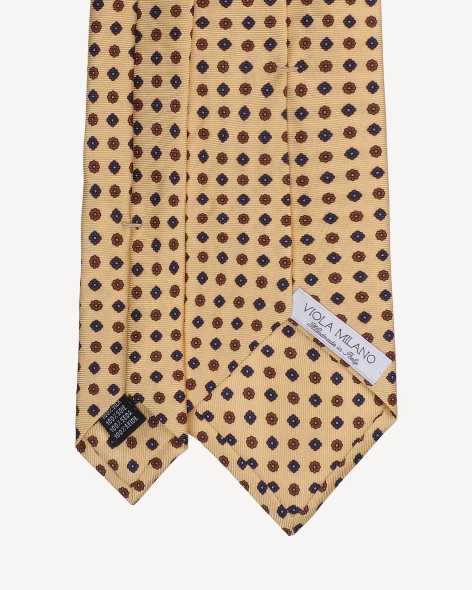 Viola Milano - Mix Flower Selftipped Italian Silk Tie - Yellow