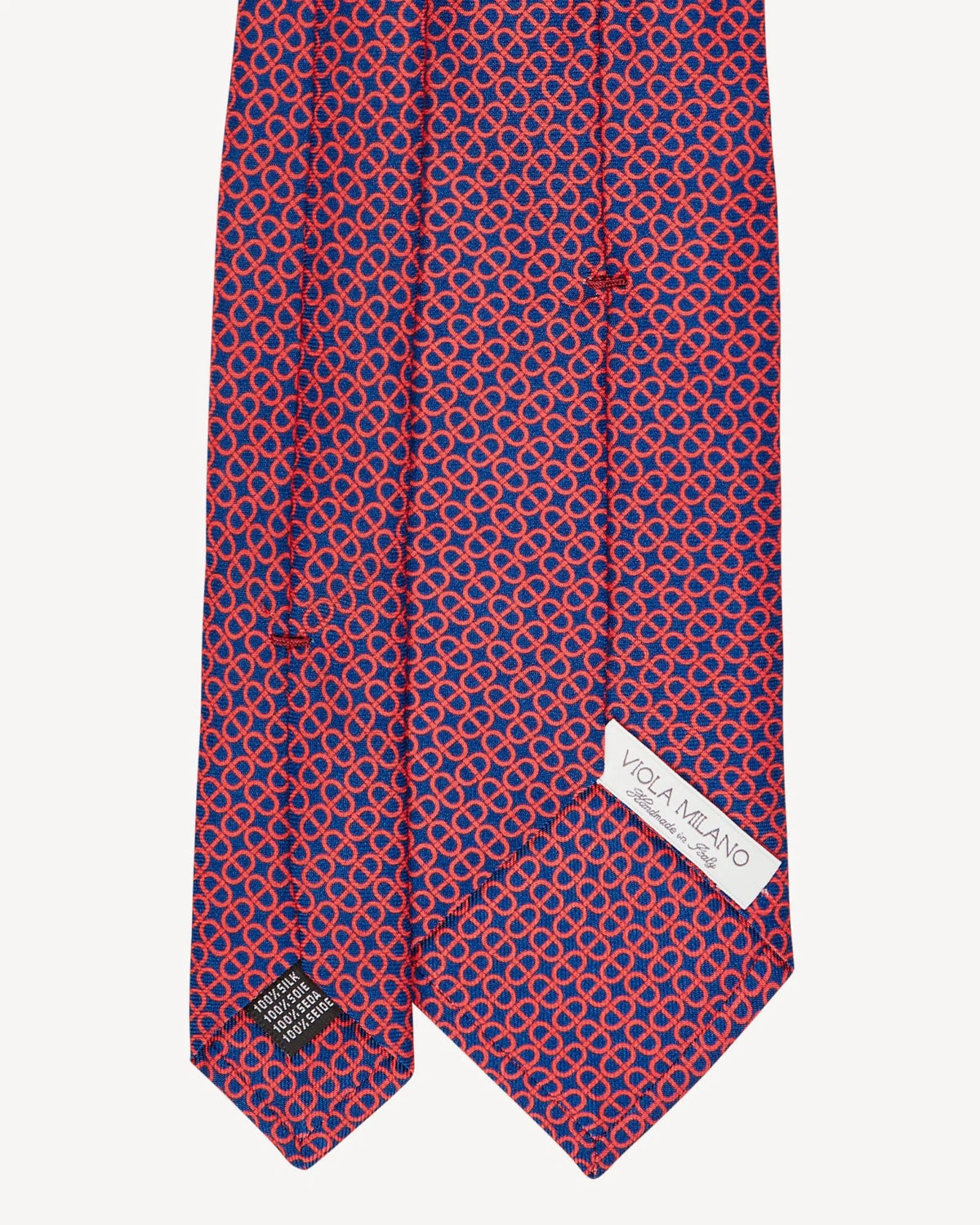 Viola Milano - Maillon Selftipped Italian Silk Tie - Navy/Wine Viola Milano
