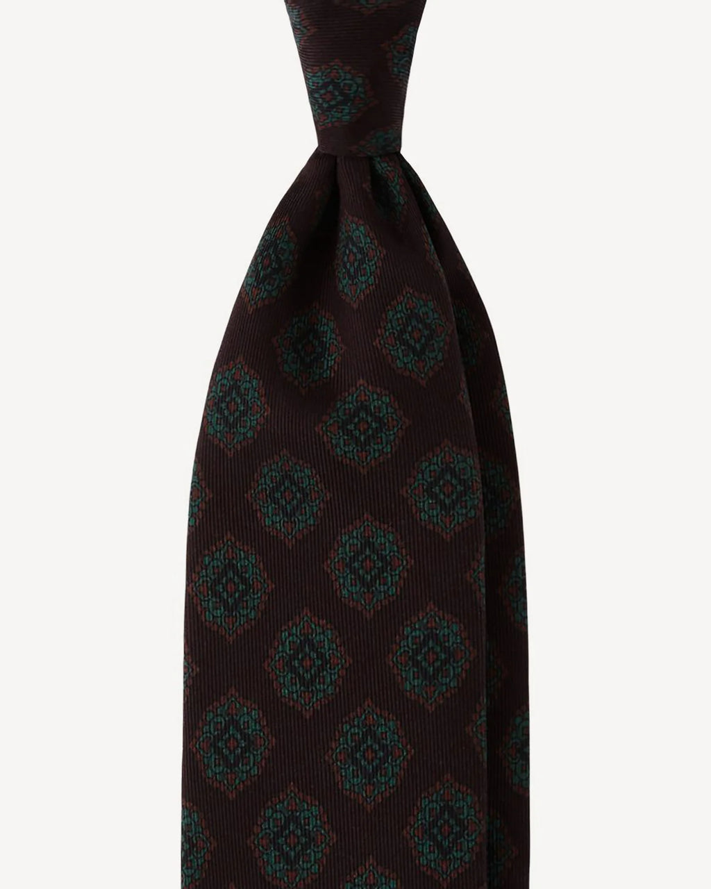 Viola Milano - Medallion Floral SELFTIPPED SILK TIE - Eggplant