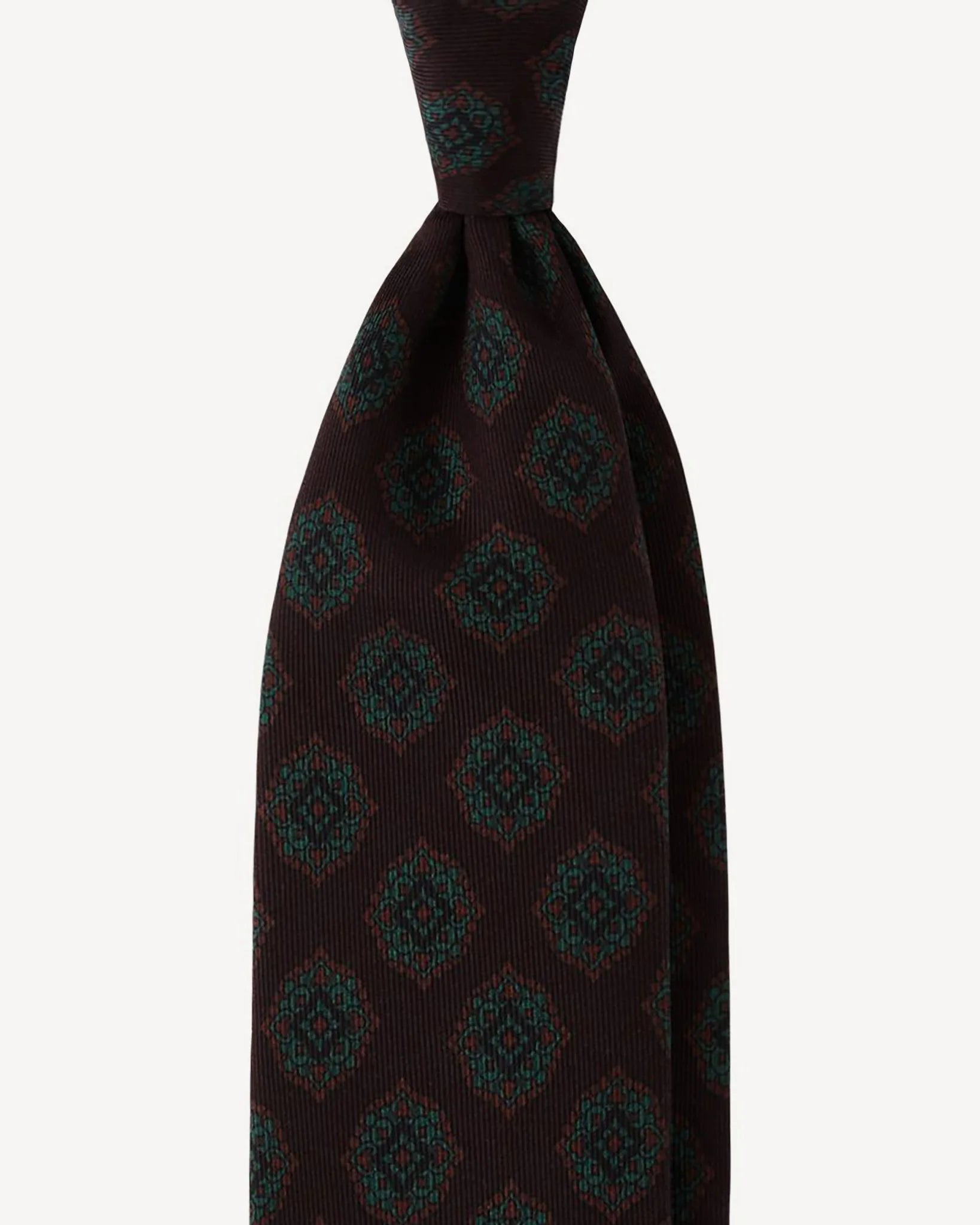 Viola Milano - Medallion Floral SELFTIPPED SILK TIE - Eggplant