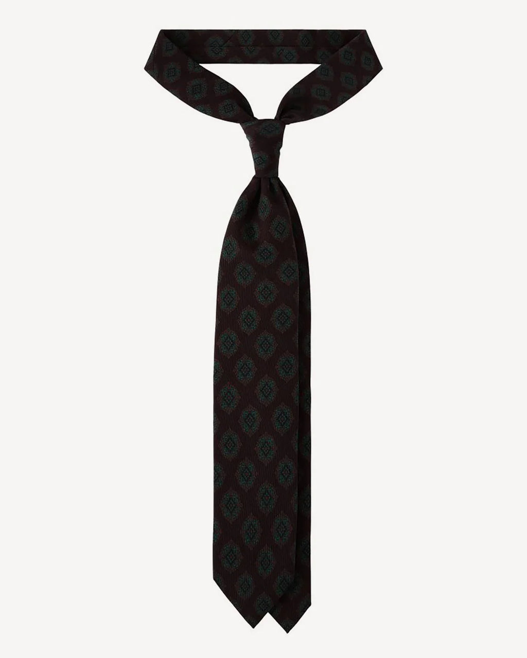Viola Milano - Medallion Floral SELFTIPPED SILK TIE - Eggplant