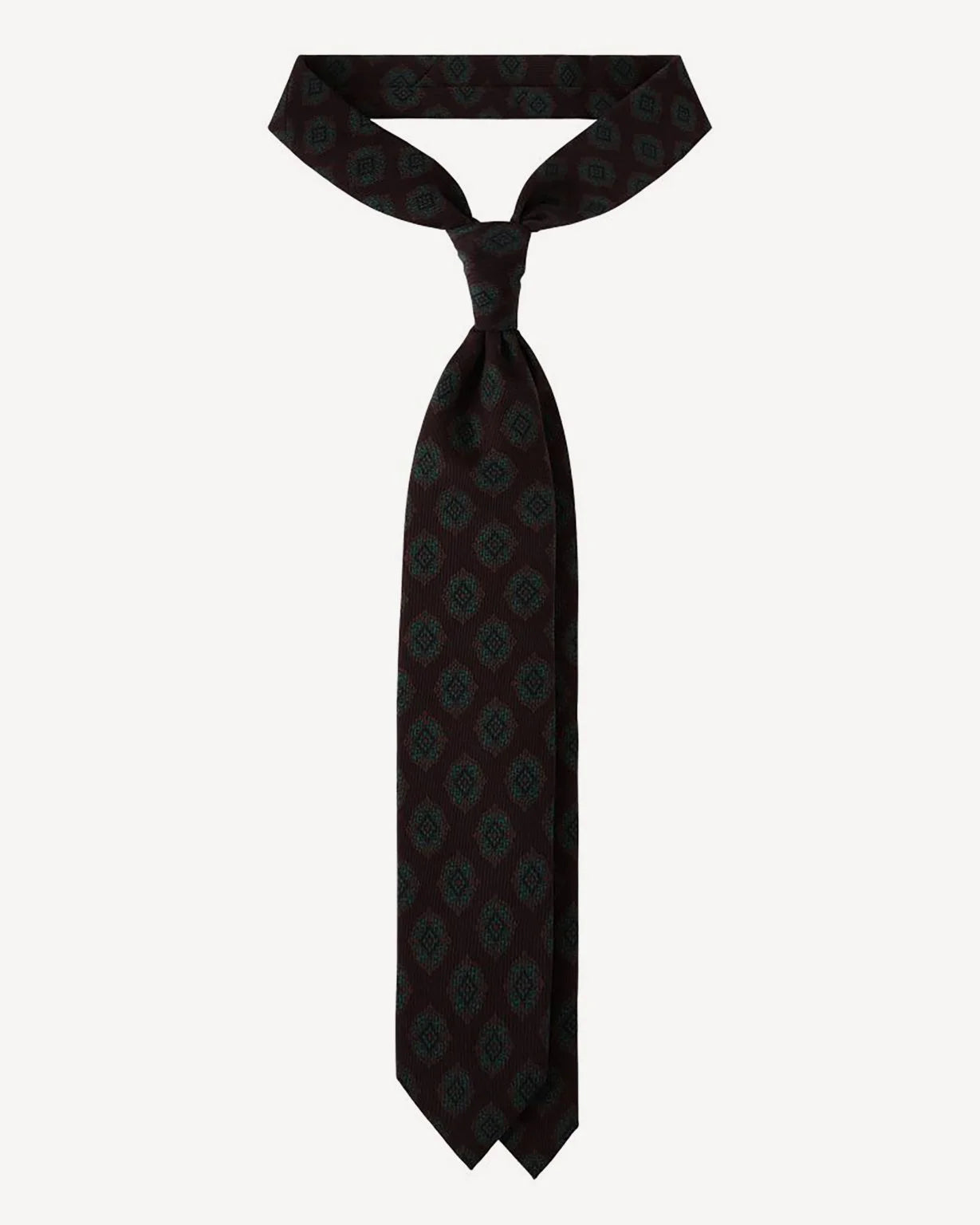 Viola Milano - Medallion Floral SELFTIPPED SILK TIE - Eggplant