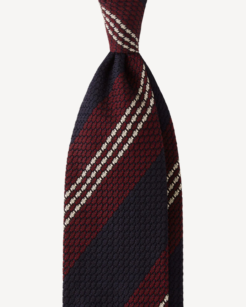 Viola Milano - Mix Stripe 3-fold Grenadine Tie - Wine/Navy Mix Viola Milano