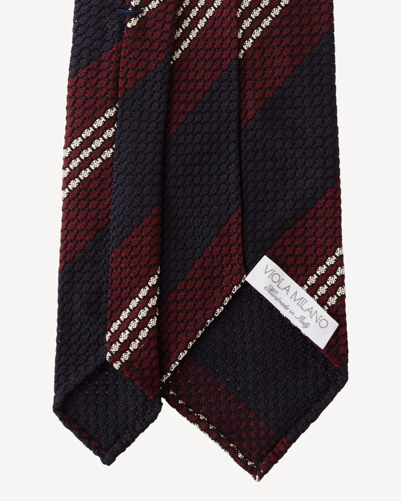 Viola Milano - Mix Stripe 3-fold Grenadine Tie - Wine/Navy Mix Viola Milano