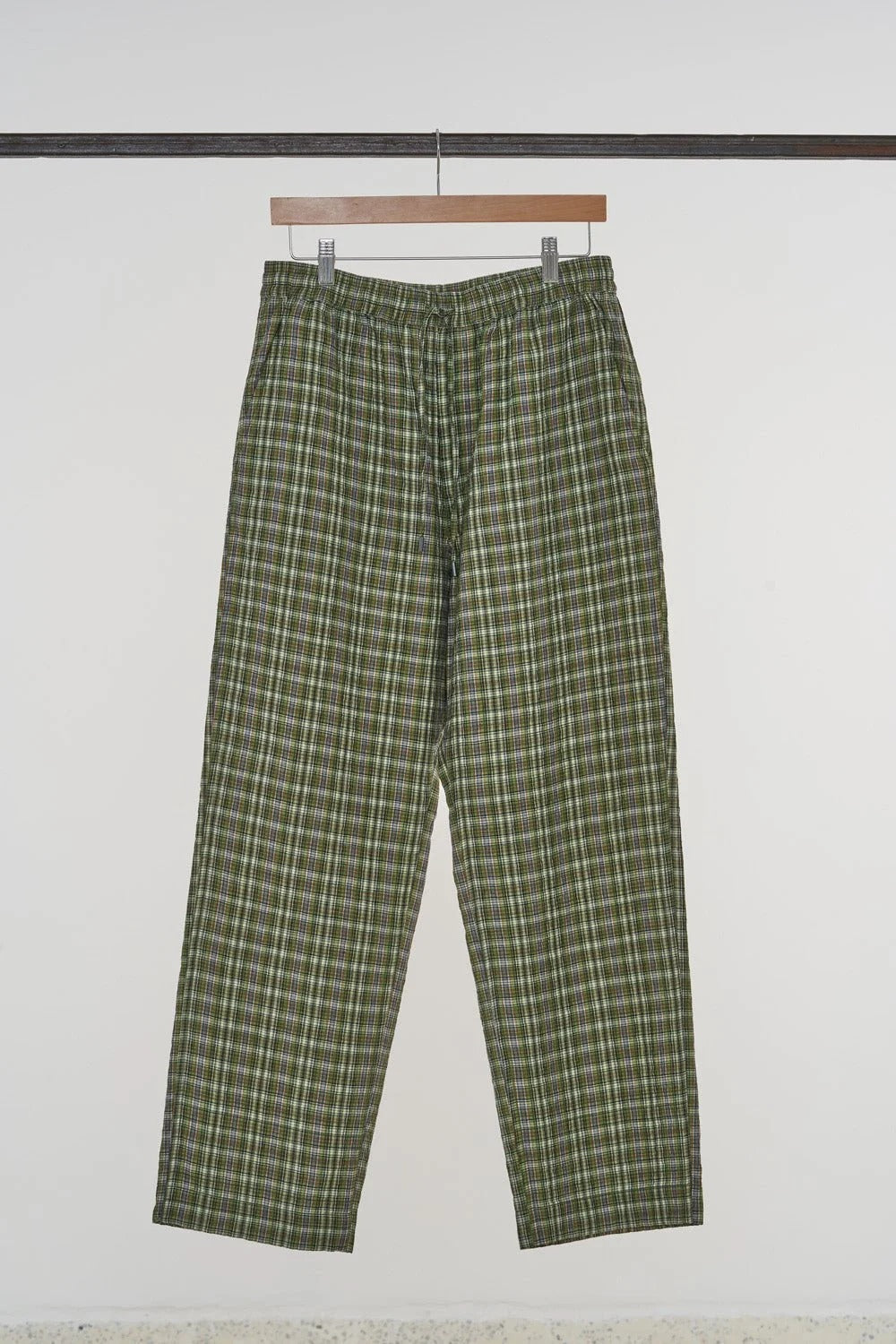 ITOH - Cotton Padded Plaid Drawstring Pants - Green