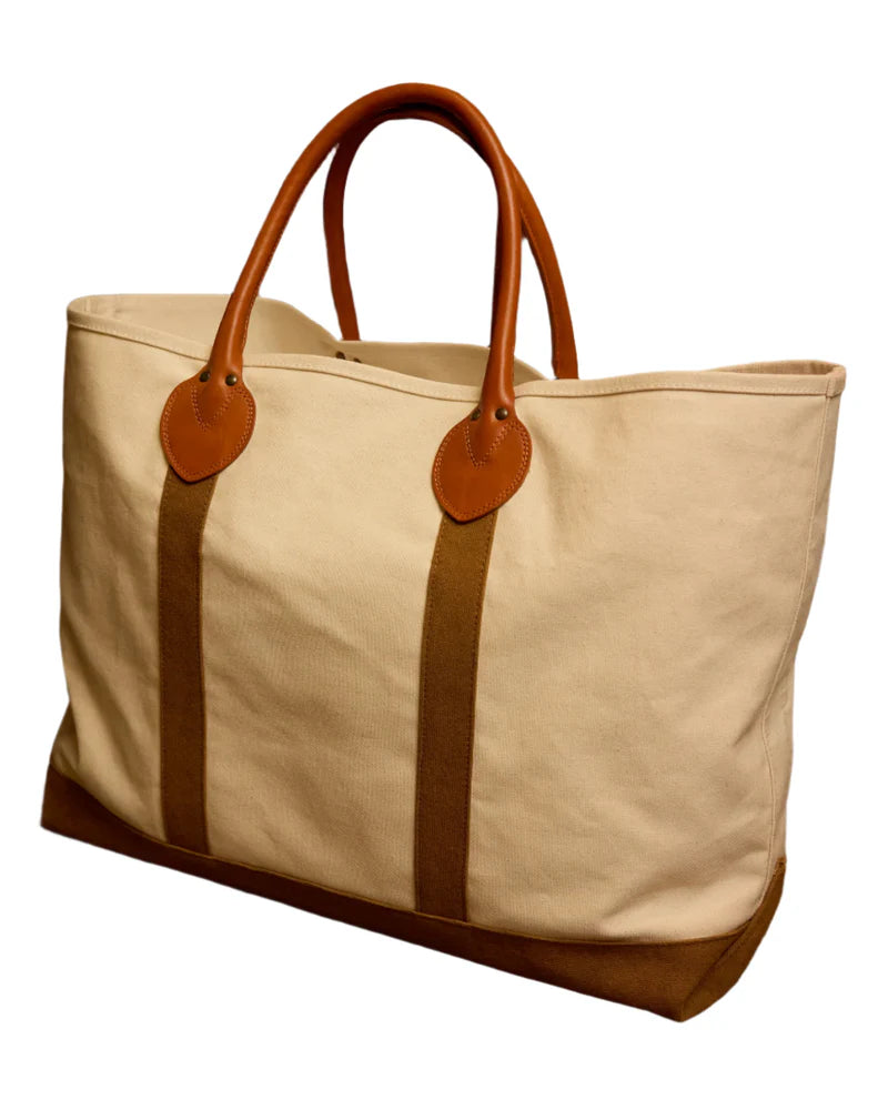 Fortela - Port Canvas Bag with Leather Handles - Offwhite