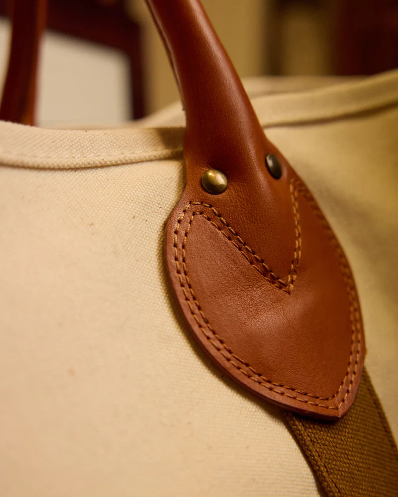 Fortela - Port Canvas Bag with Leather Handles - Offwhite