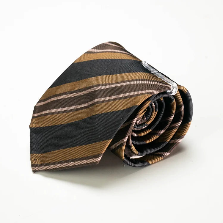 Spacca Neapolis - Cesare | Handmade Brown & Black Striped Silk Tie