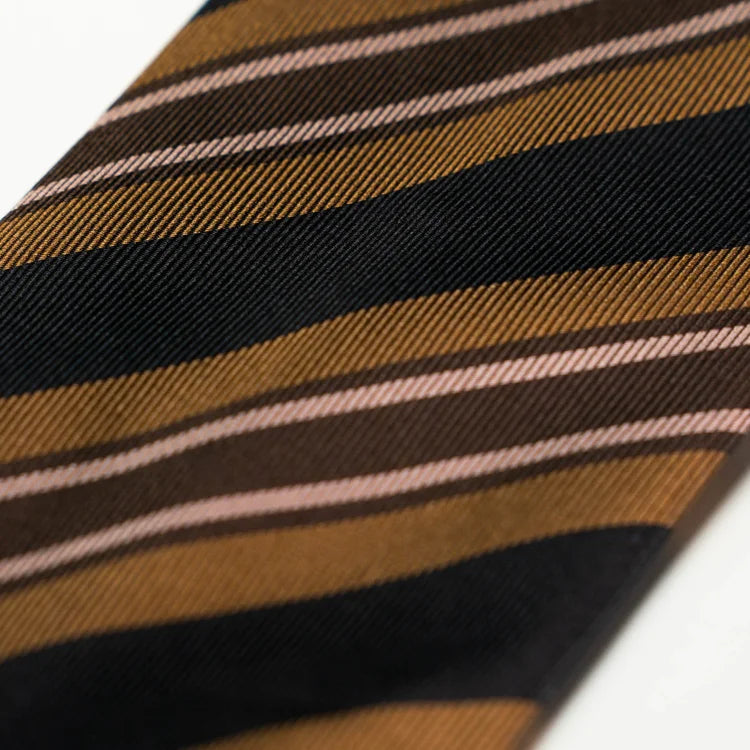 Spacca Neapolis - Cesare | Handmade Brown & Black Striped Silk Tie
