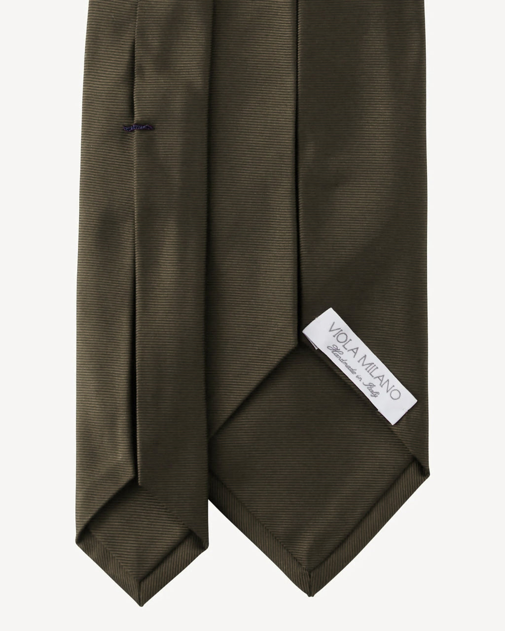 Viola Milano - Solid Woven Selftipped Silk Tie - Khaki Viola Milano