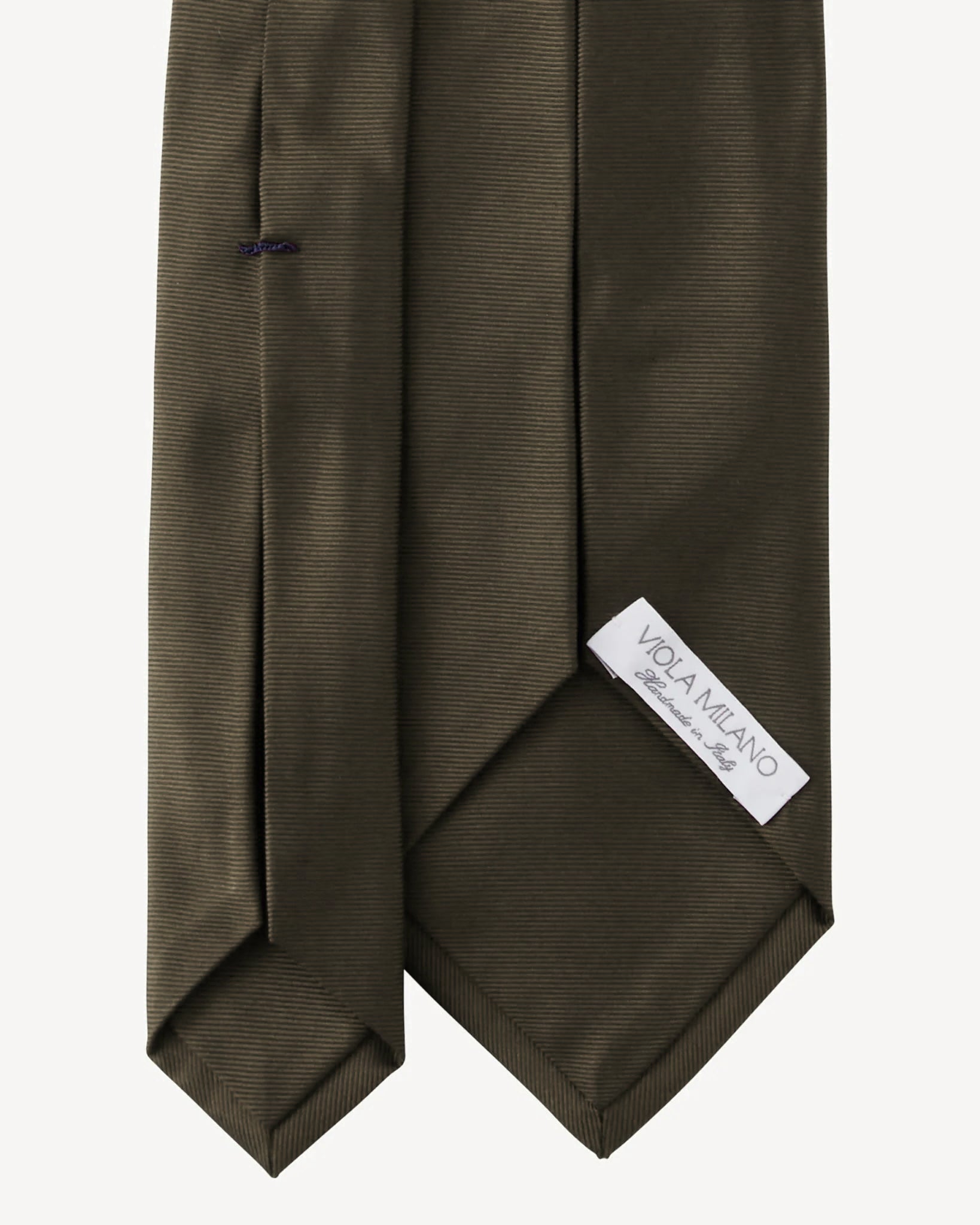 Viola Milano - Solid Woven Selftipped Silk Tie - Khaki Viola Milano