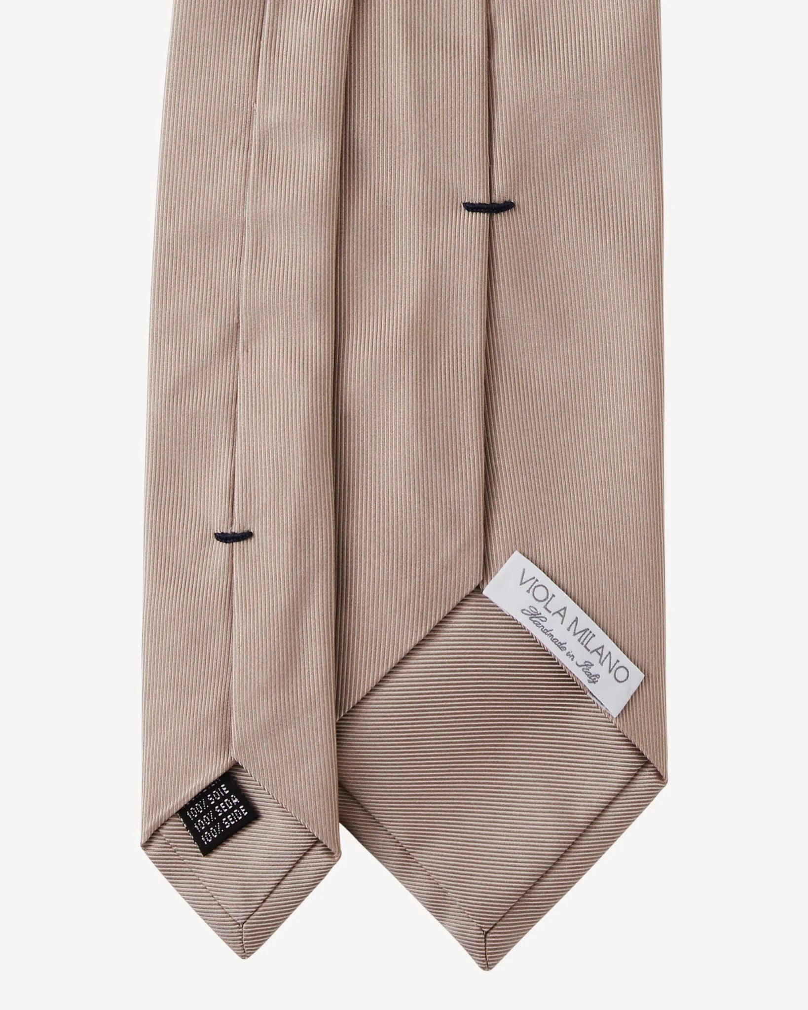 Viola Milano - Solid Woven Selftipped Silk Tie - Sand Viola Milano