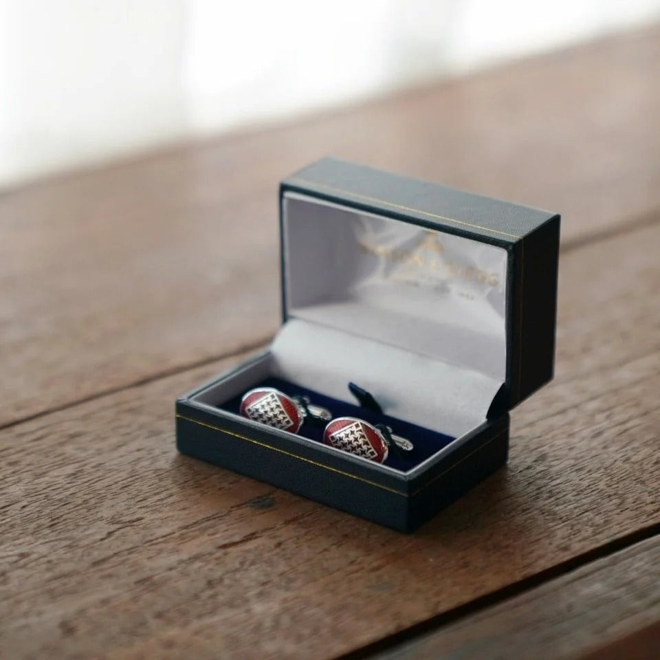 Benson & Clegg - Silver Shield Cufflinks - Maroon