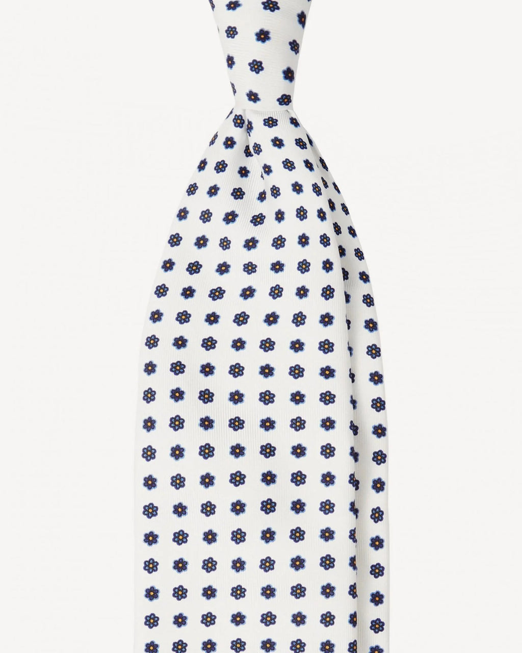 Viola Milano - Summer Floral 3-fold Handprinted Untipped Silk Tie - White II Viola Milano