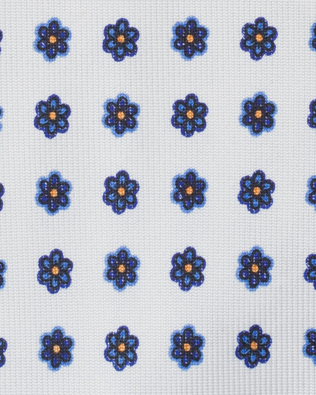 Viola Milano - Summer Floral 3-fold Handprinted Untipped Silk Tie - White II Viola Milano
