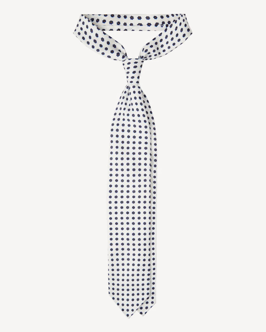 Viola Milano - Summer Floral 3-fold Handprinted Untipped Silk Tie - White II Viola Milano
