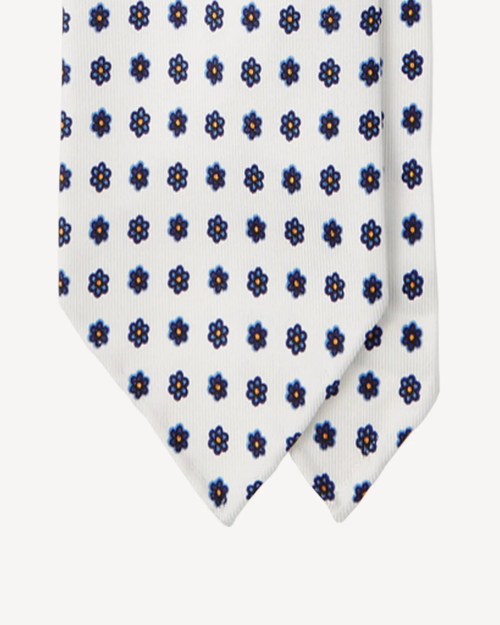 Viola Milano - Summer Floral 3-fold Handprinted Untipped Silk Tie - White II Viola Milano