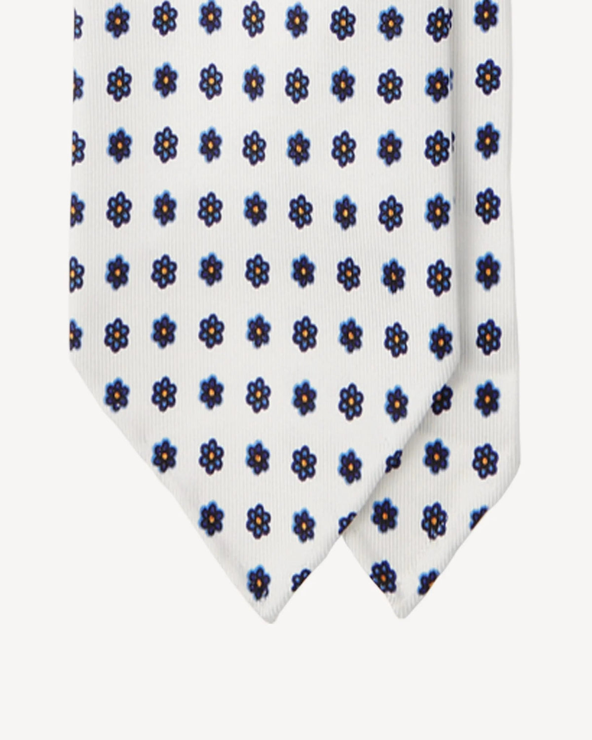 Viola Milano - Summer Floral 3-fold Handprinted Untipped Silk Tie - White II Viola Milano