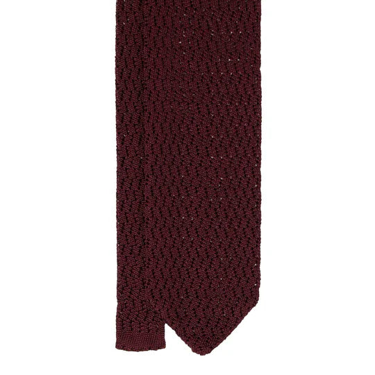 Sera Fine Silk - Burgundy Zig Zag V Point Knitted Silk Tie