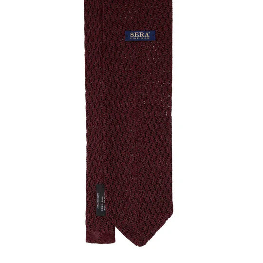 Sera Fine Silk - Burgundy Zig Zag V Point Knitted Silk Tie