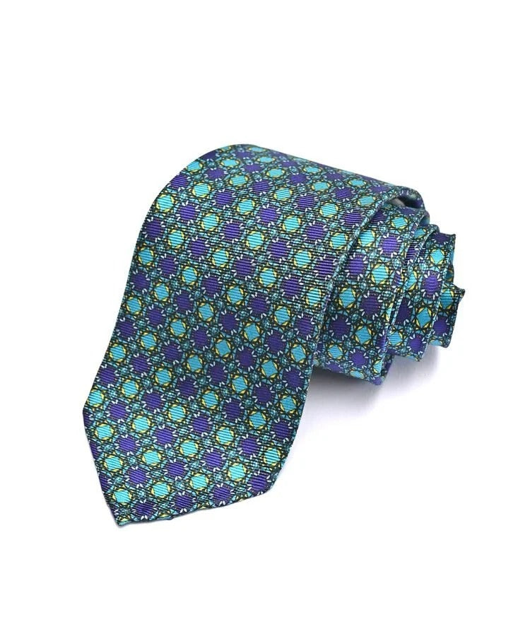 Spacca Neapolis - Luminosa Navy Blue and Teal Silk Tie