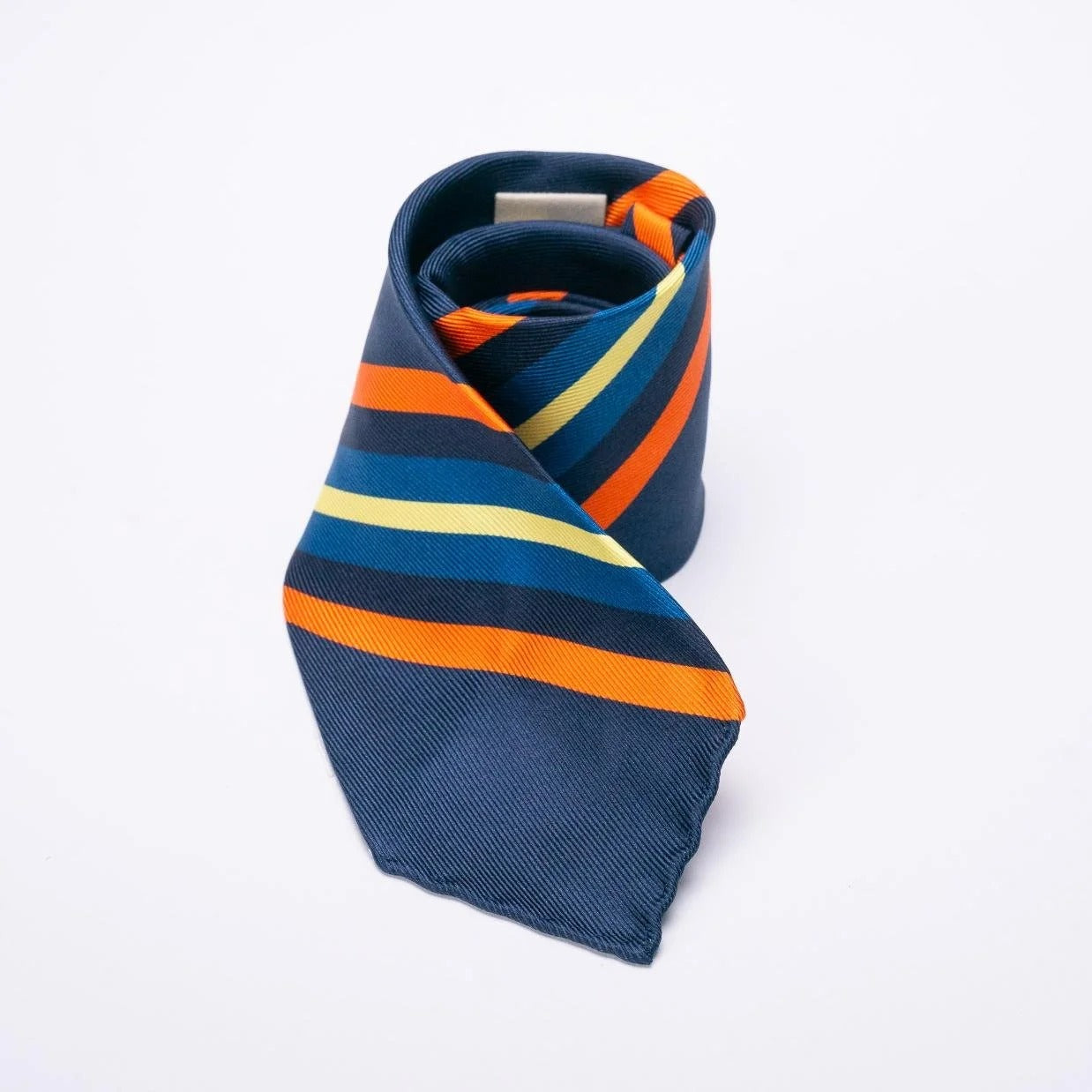 Spacca Neapolis - Navy & Orange Striped Silk Tie