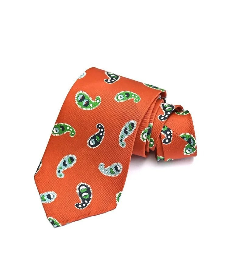 Spacca Neapolis - Range Orange Paisley Silk Tie