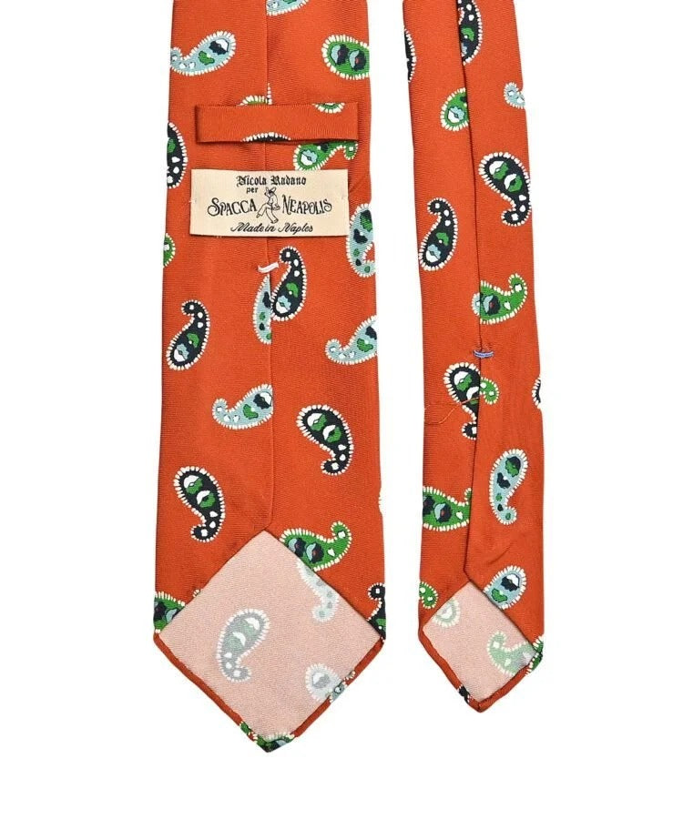 Spacca Neapolis - Range Orange Paisley Silk Tie