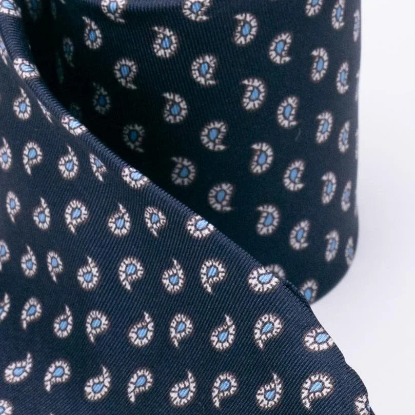 Spacca Neapolis - Navy Blue Paisley Silk Tie