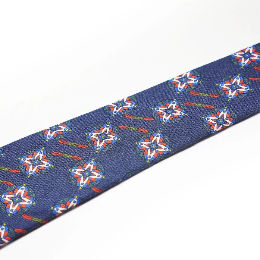 Spacca Neapolis - Navy Blue Medallion Silk Tie