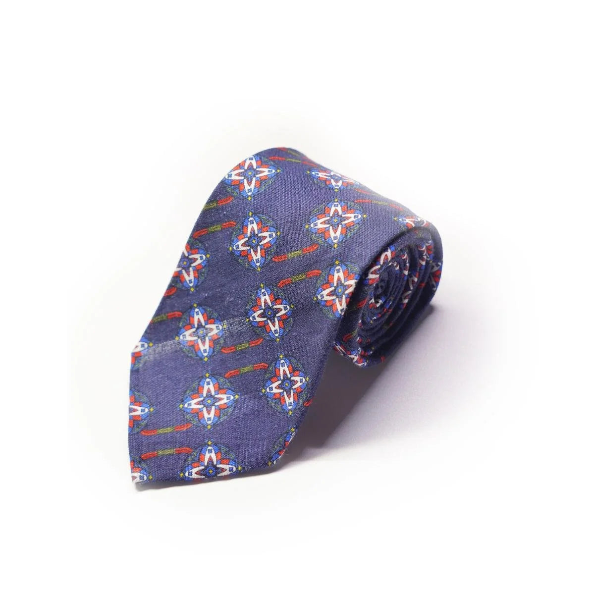 Spacca Neapolis - Navy Blue Medallion Silk Tie