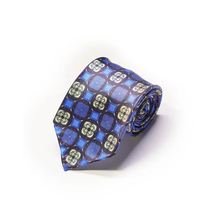 Spacca Neapolis - Royal Blue Medallion Silk Tie Spacca Neapolis