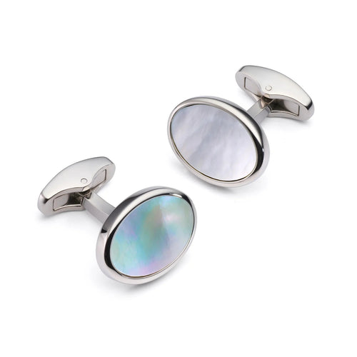 Benson & Clegg - Mother Of Pearl Oval Cufflinks In Silver Benson & Clegg