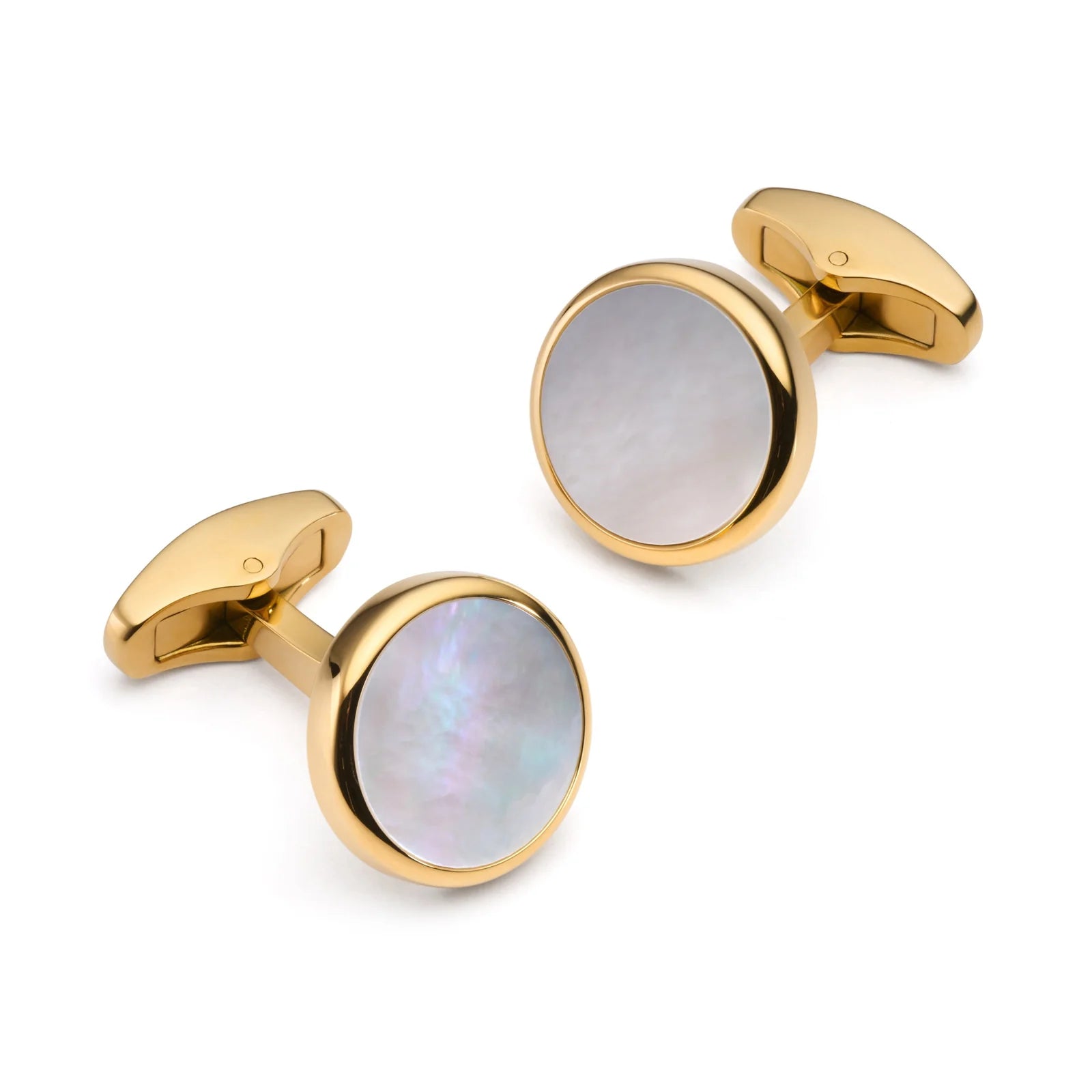 Benson & Clegg - Mother Of Pearl Round Cufflinks In Gold