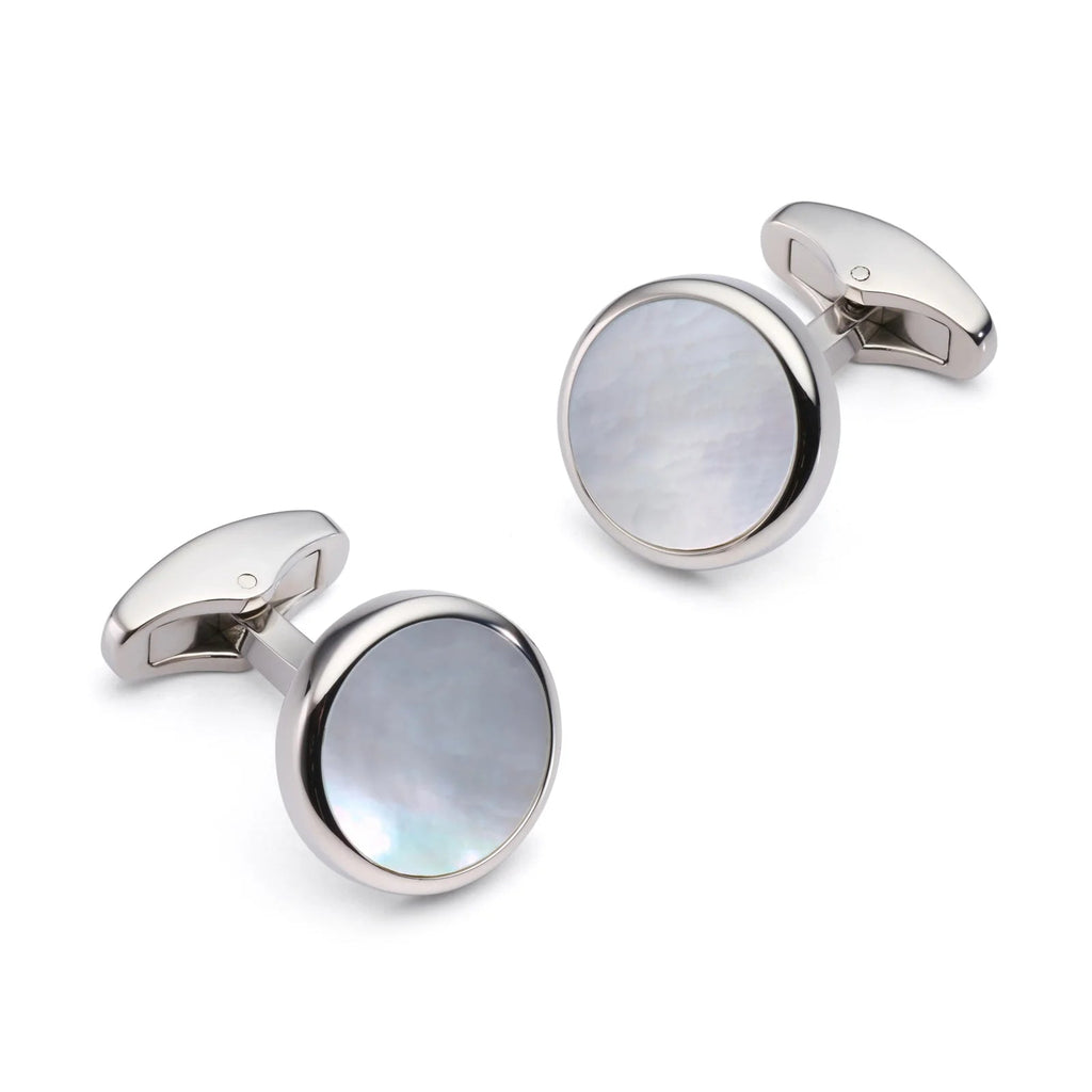 Benson & Clegg - Mother Of Pearl Round Cufflinks In Silver Benson & Clegg