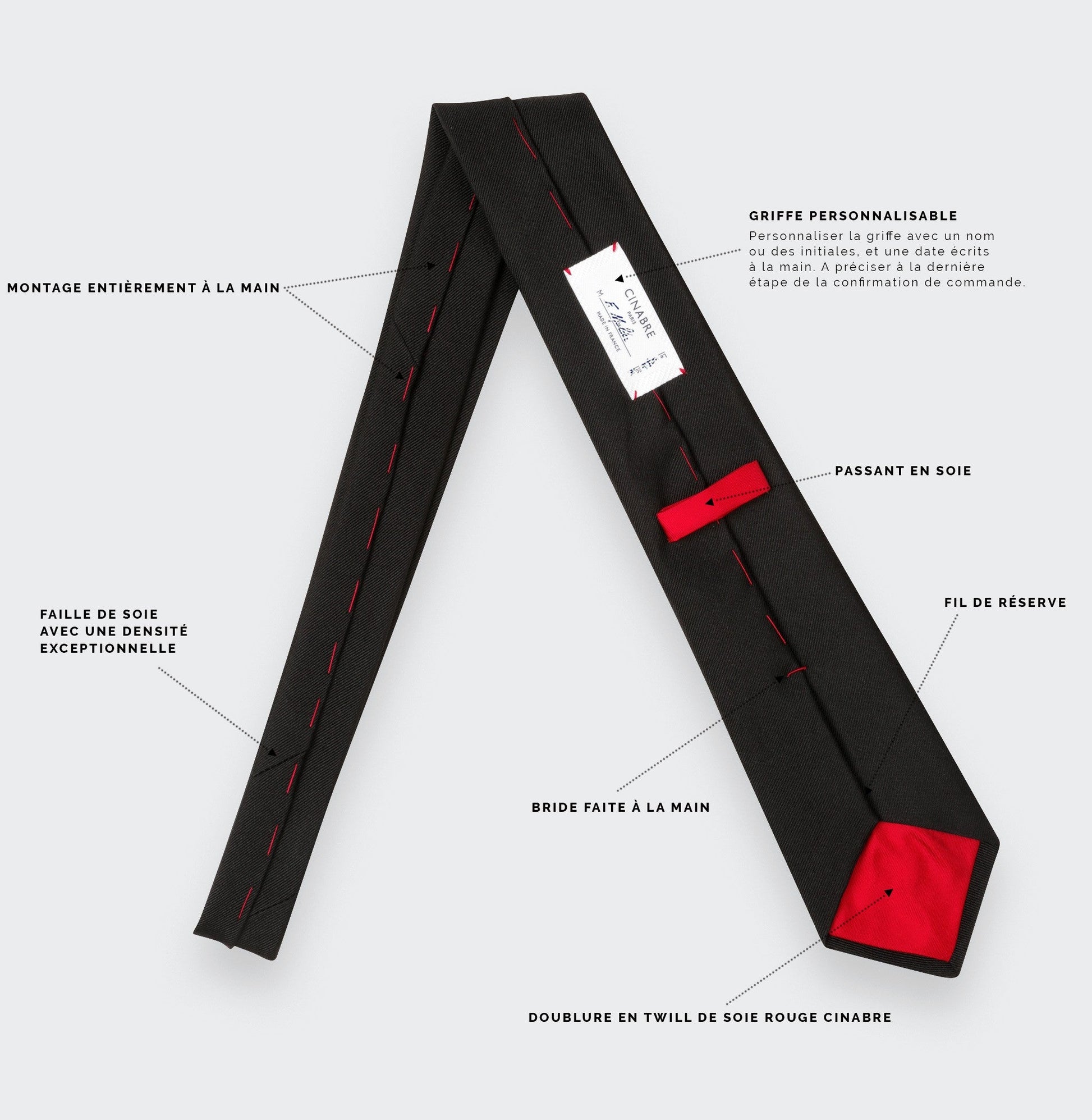 Cinabre - Black Faille Tie Cinabre