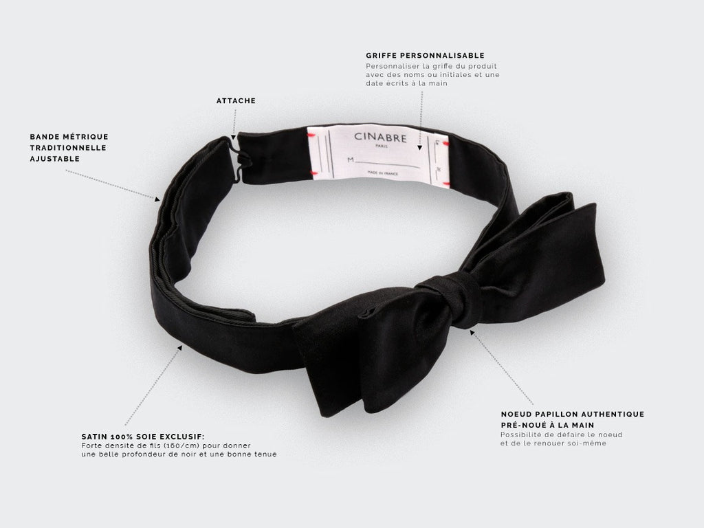 Cinabre - Black Satin Batwing Bow Tie