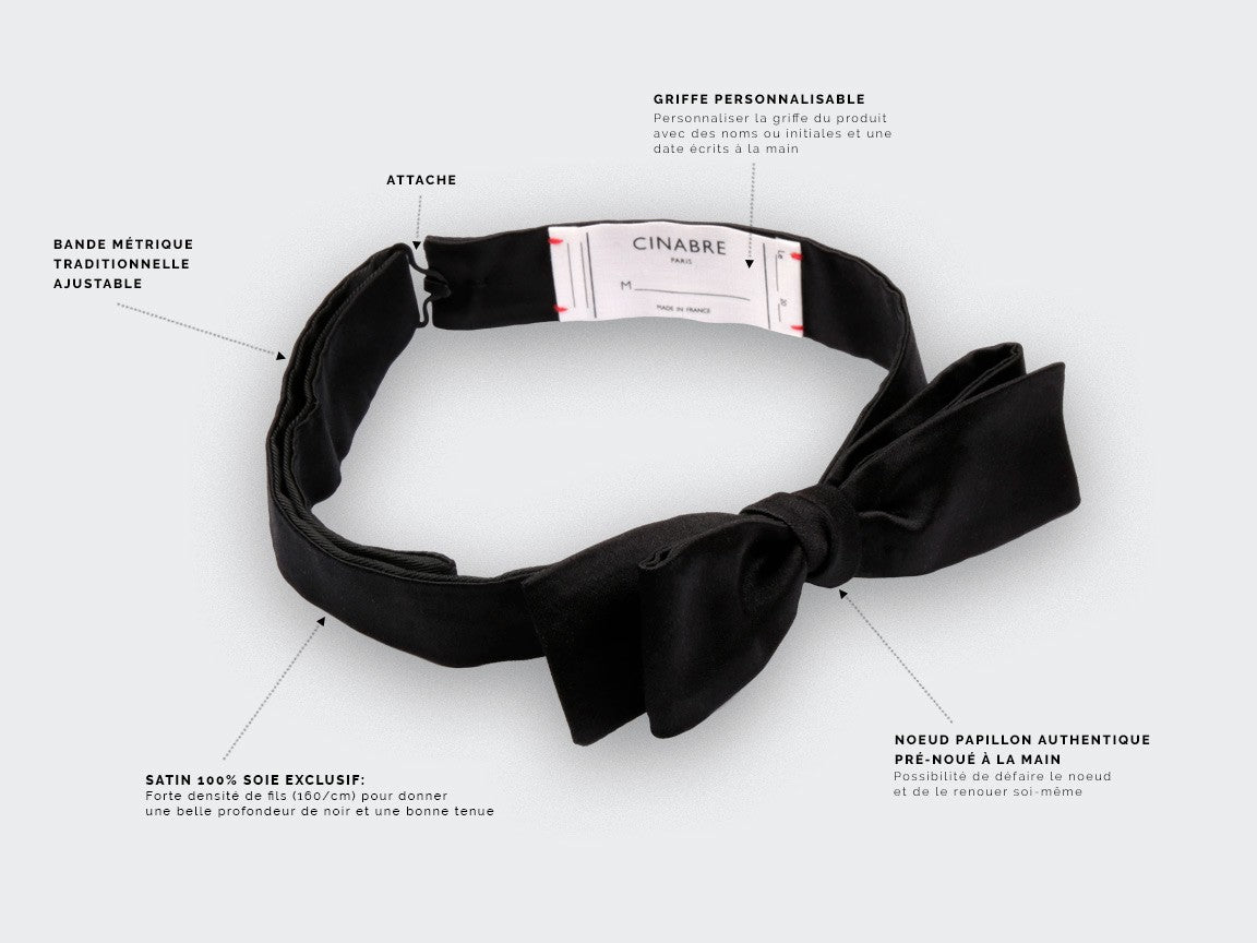Cinabre - Black Satin Batwing Bow Tie Cinabre