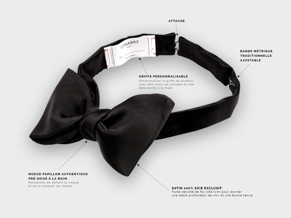 Cinabre - Black Satin Classic Bow Tie Cinabre