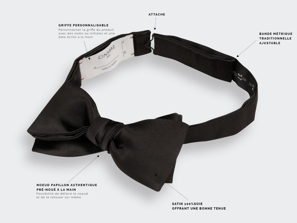 Cinabre - Black Satin Slim Bow Tie