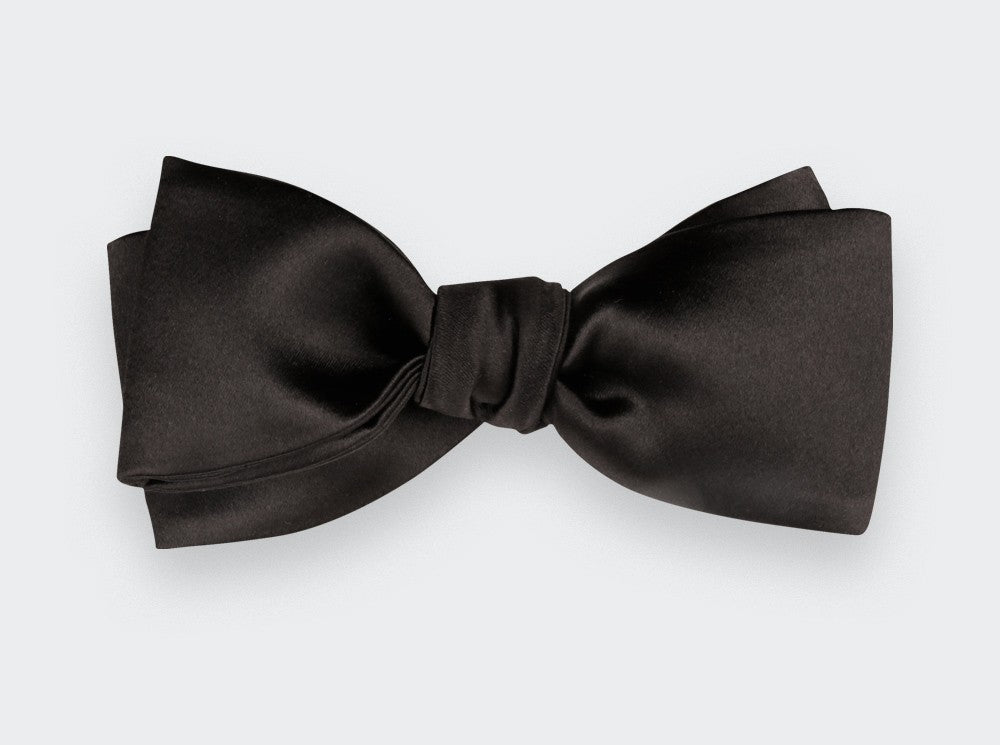 Cinabre - Black Satin Slim Bow Tie