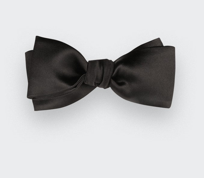 Cinabre - Black Satin Slim Bow Tie