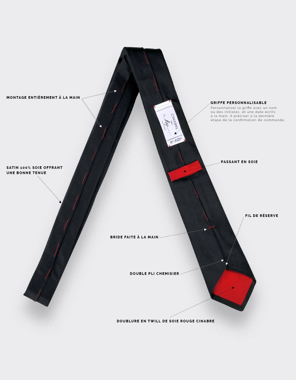 Cinabre - Black Satin Tie Cinabre